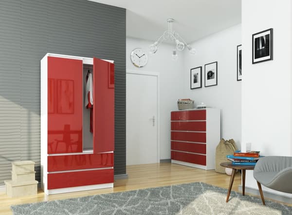 SÄNGSKÅP S90 2D 2SZ CLP PK RÖD GLANS