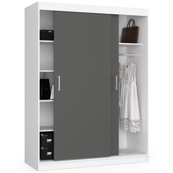 SKAB MED SKYDEDØR 150cm CLP HVID / GRÅ MONO