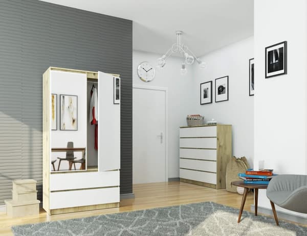 SÄILYTYSHOIDON S90 2D 2OV 2 PEILI CLP PK DĄB ARTISAN / VALKOINEN