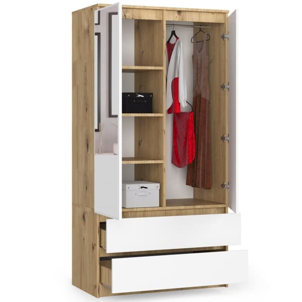 SÄILYTYSHOIDON S90 2D 2OV 2 PEILI CLP PK DĄB ARTISAN / VALKOINEN