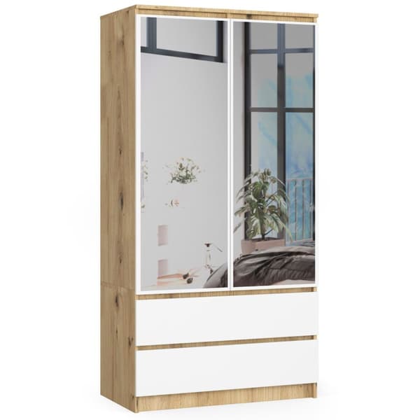 SÄILYTYSHOIDON S90 2D 2OV 2 PEILI CLP PK DĄB ARTISAN / VALKOINEN