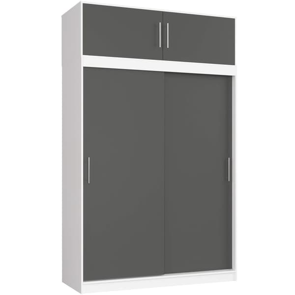 SKABE MED SKYDEDØR MED OVERBYGNING 150cm CLP HVID / GRÅ MONO