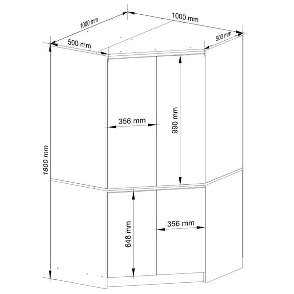 Hjørneskab S100 4D CLP HVID