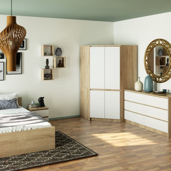 Hjørneskab S100 4D CLP DÆRM SONOMA / HVID
