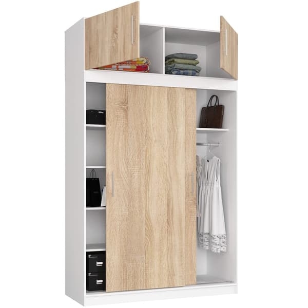 SKJUTDÖRRAR MED ÖVERDEL 150cm CLP VIT / SONOMA MONO
