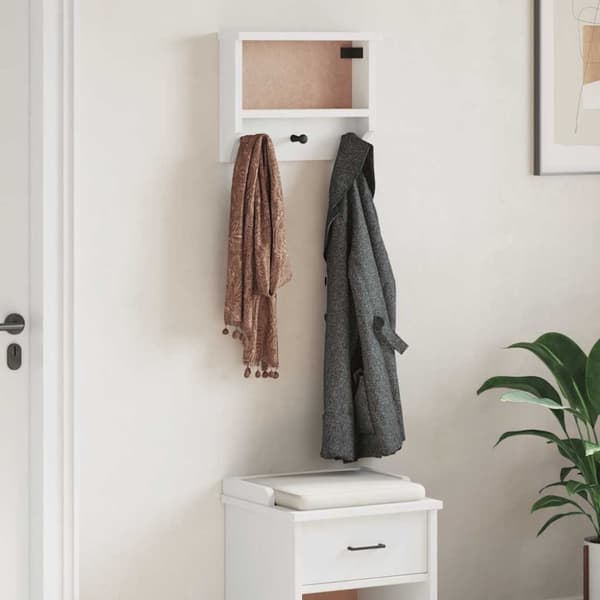 vidaXL Veggmontert knaggrekke SANDNES hvit 45x12x35 cm heltre furu