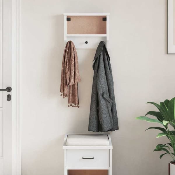vidaXL Veggmontert knaggrekke SANDNES hvit 45x12x35 cm heltre furu