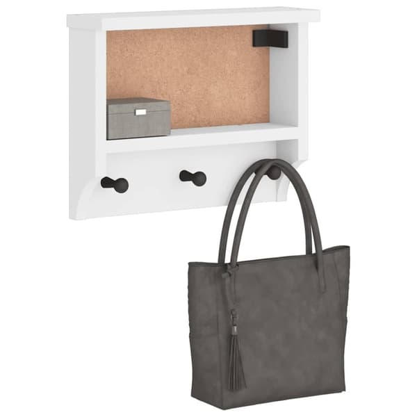 vidaXL Veggmontert knaggrekke SANDNES hvit 45x12x35 cm heltre furu