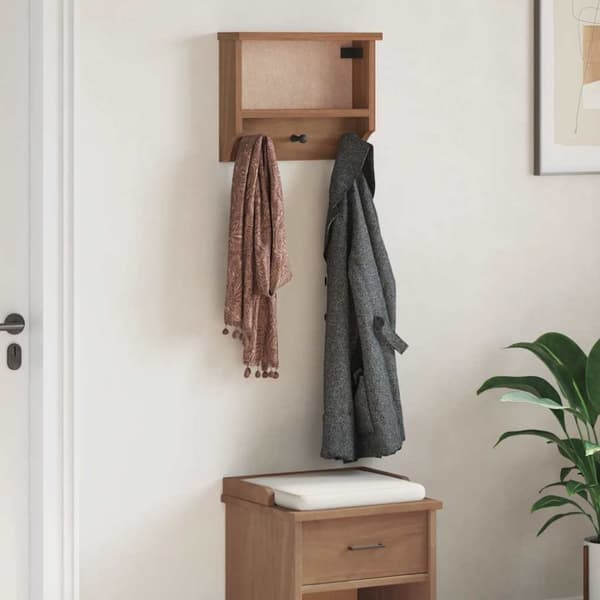 vidaXL Veggmontert knaggrekke SANDNES 45x12x35 cm heltre furu