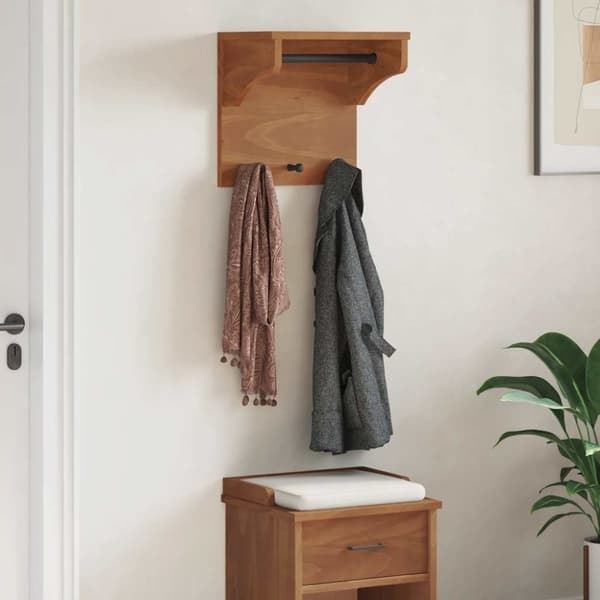 vidaXL Veggmontert knaggrekke SANDNES 43x30x42 cm heltre furu