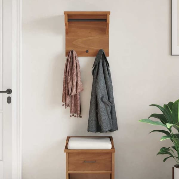 vidaXL Veggmontert knaggrekke SANDNES 43x30x42 cm heltre furu