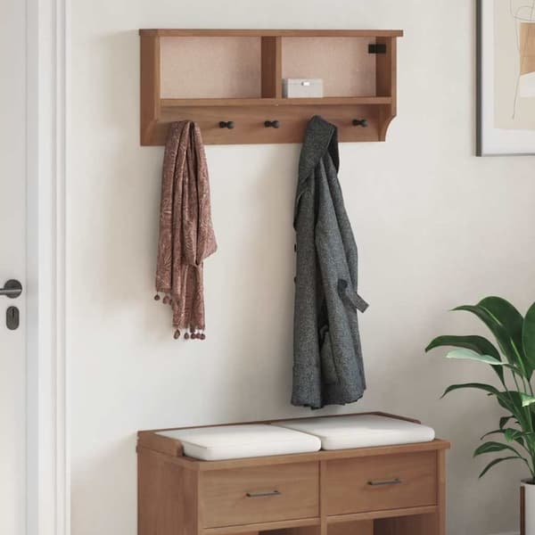 vidaXL Veggmontert knaggrekke SANDNES 87x12x35 cm heltre furu