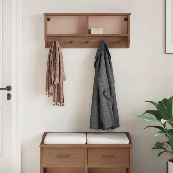 vidaXL Veggmontert knaggrekke SANDNES 87x12x35 cm heltre furu