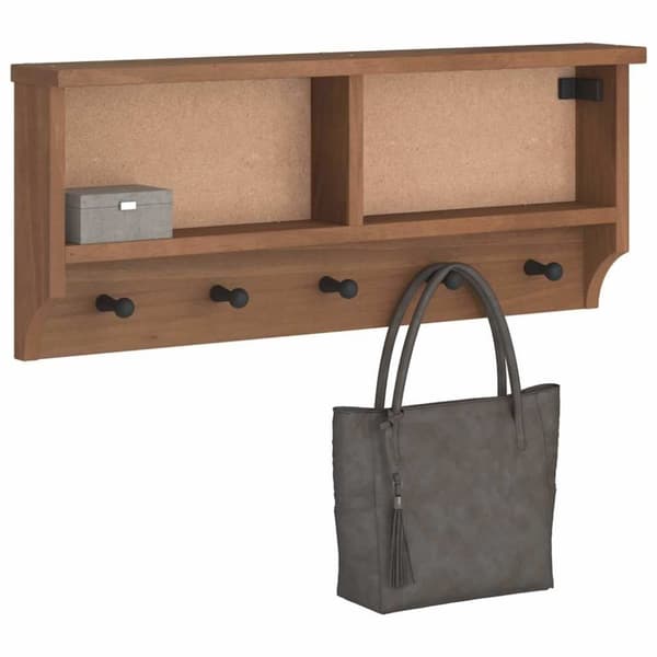 vidaXL Veggmontert knaggrekke SANDNES 87x12x35 cm heltre furu