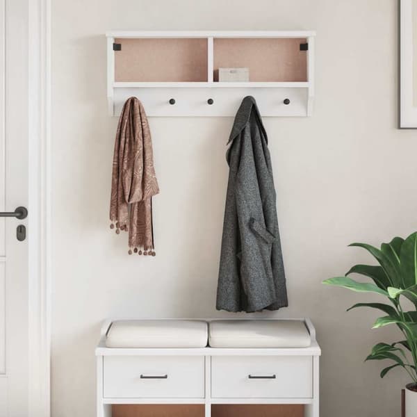 vidaXL Veggmontert knaggrekke SANDNES hvit 87x12x35 cm heltre furu