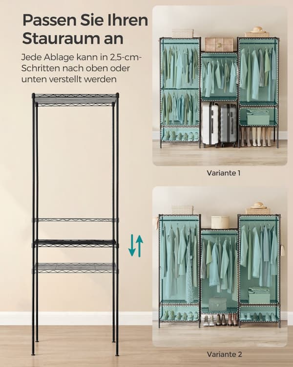 Vaaterengas, SONGMICS, 40x175x180 cm, Mustesininen.