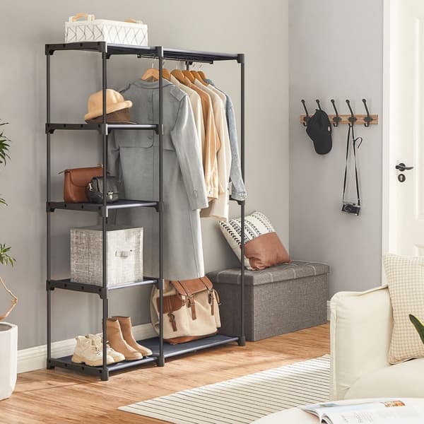Tøj Skab, Fritstående Garderobe, Foldbar, 112 x 43 x 165 cm, Sort