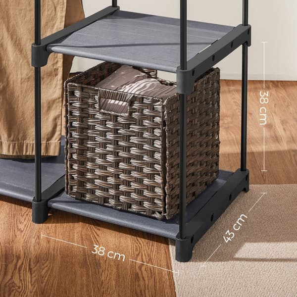 Tøj Skab, Fritstående Garderobe, Foldbar, 112 x 43 x 165 cm, Sort