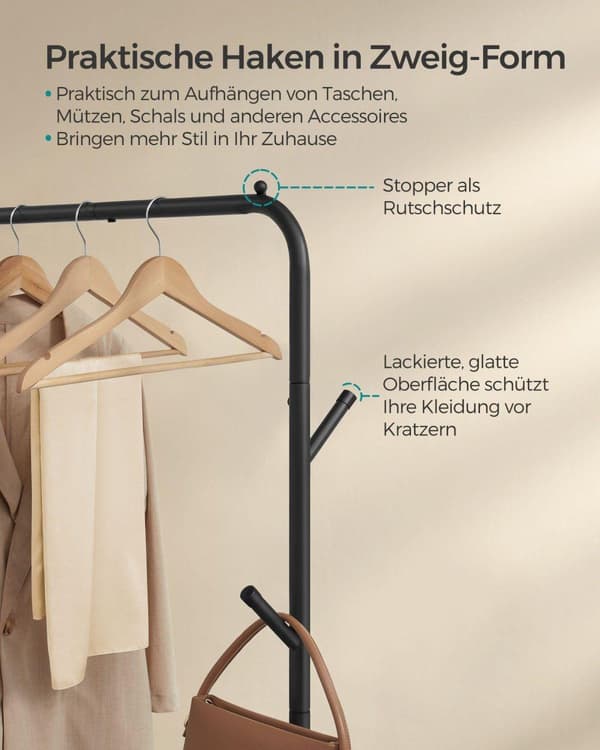 Vaateripustin, SONGMICS HSR131B01, 103.5x41 cm, Musta