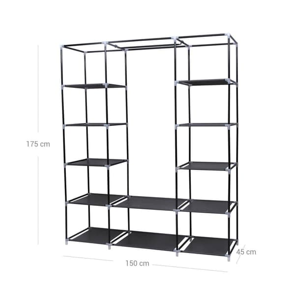 Garderobeskab, SONGMICS XXL Foldeskab, 175x150 cm, Sort