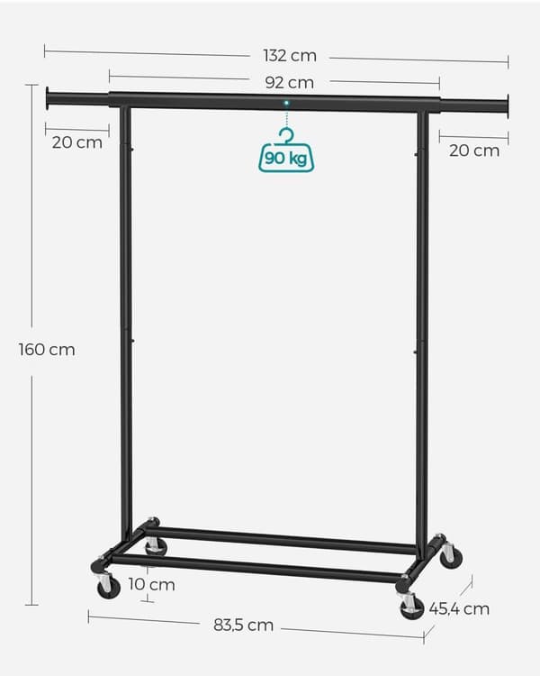 Vaateripustin, SONGMICS HSR13S, 160x45,4 cm, Musta