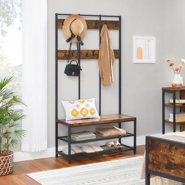 Vaatepuu, HSR86BX, 100x40 cm, Vintage-ruskea-Musta