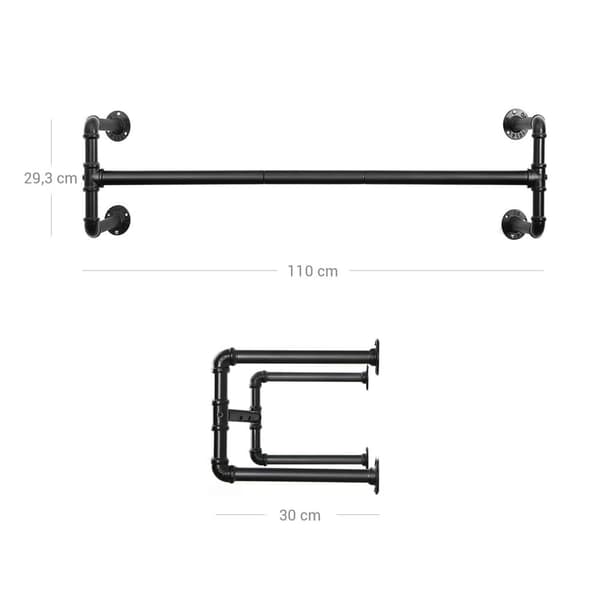 Garderobestang, SONGMICS, 110x30 cm, Sort