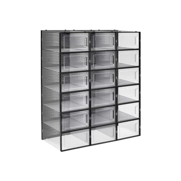 Skobokse, SONGMICS LSP18MWT, 33.3x23x14 cm, Transparent-hvid