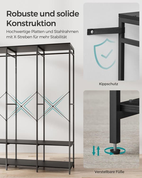Klädställning, SONGMICS, 141x180 cm, Svart