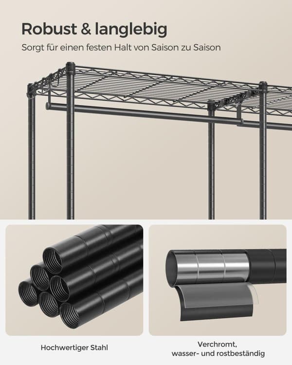 Tøjstativ, SONGMICS, 175x180 cm, Sort