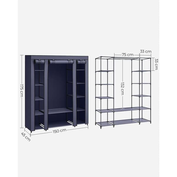 Tøj skab, XXL foldeskab, 175x150 cm, Blå