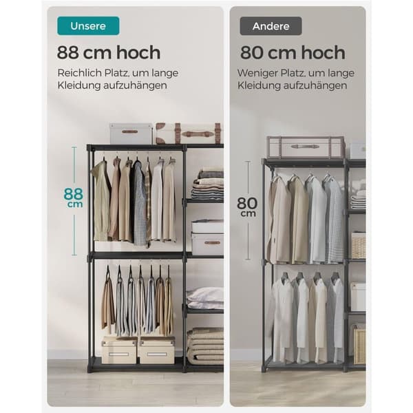 Tøjgarderobe, SONGMICS, 43x124x182 cm, Sort
