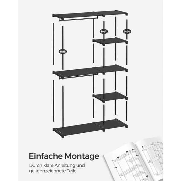 Tøjgarderobe, SONGMICS, 43x124x182 cm, Sort