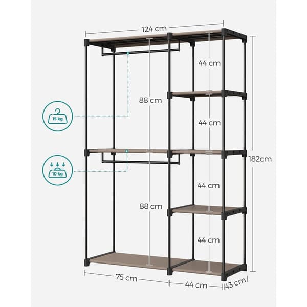 Vaatekaappi, SONGMICS, 43x124x182 cm, Taupe