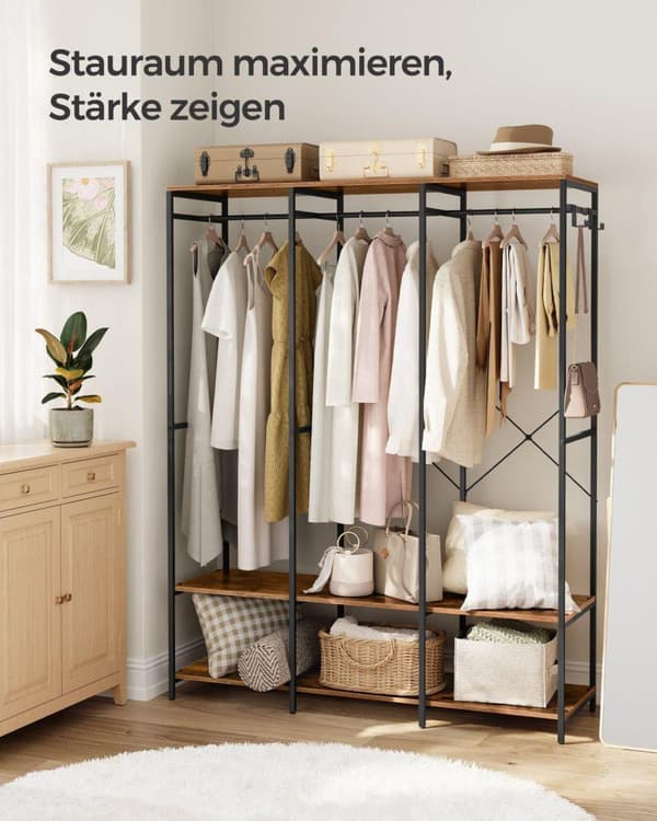 Klädställning, SONGMICS, 141x40 cm, Brun
