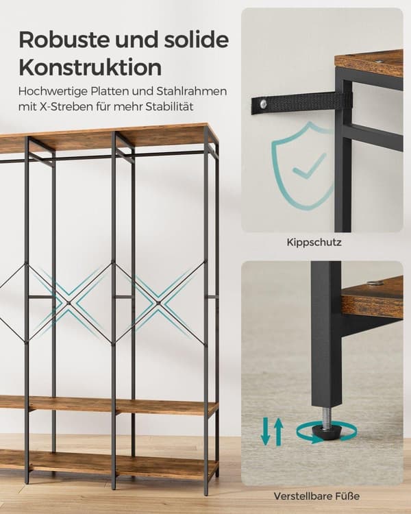 Klädställning, SONGMICS, 141x40 cm, Brun