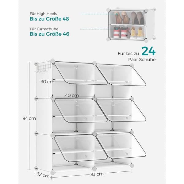 Skohylla, SONGMICS LPC033B01, 32x124x94 cm, Vit