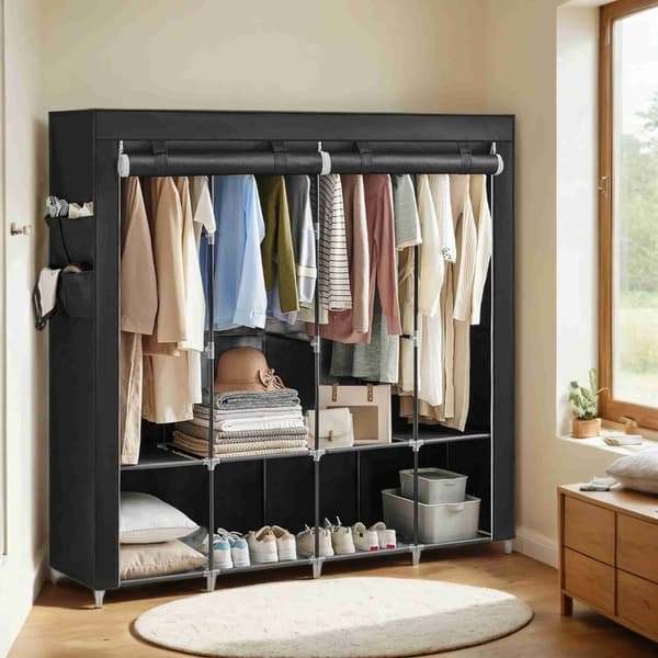 Stofggarderobe - 45 x 170 x 167 cm, sammenfoldelig og åndbar