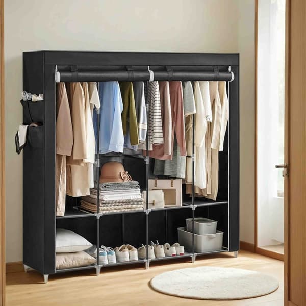 Stofggarderobe - 45 x 170 x 167 cm, sammenfoldelig og åndbar
