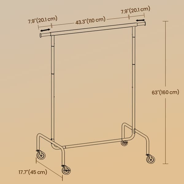 Klädställ med hjul - utdragbar - upp till 130 kg - robust modell