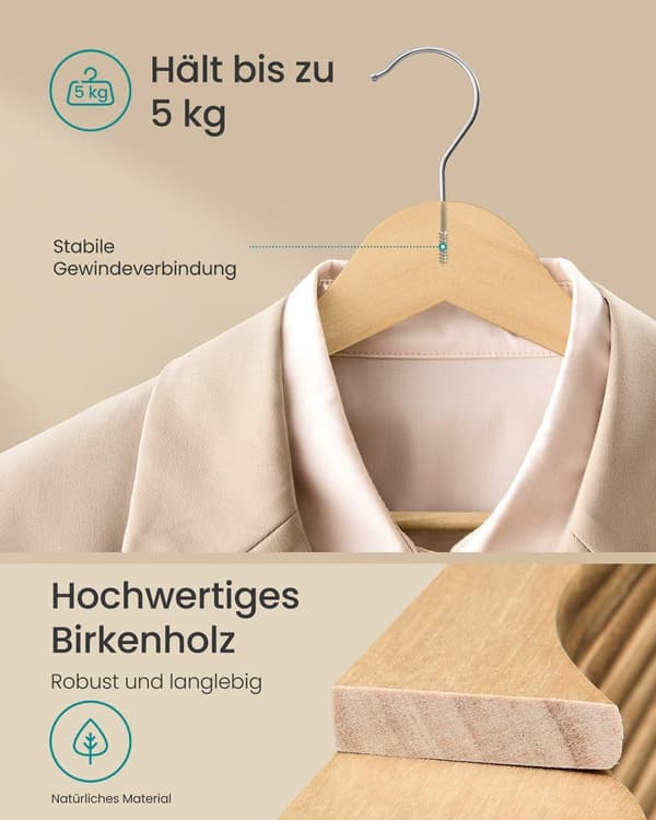 Tøjstativ, SONGMICS CRW030B01, 43x21 cm, Naturfarvet