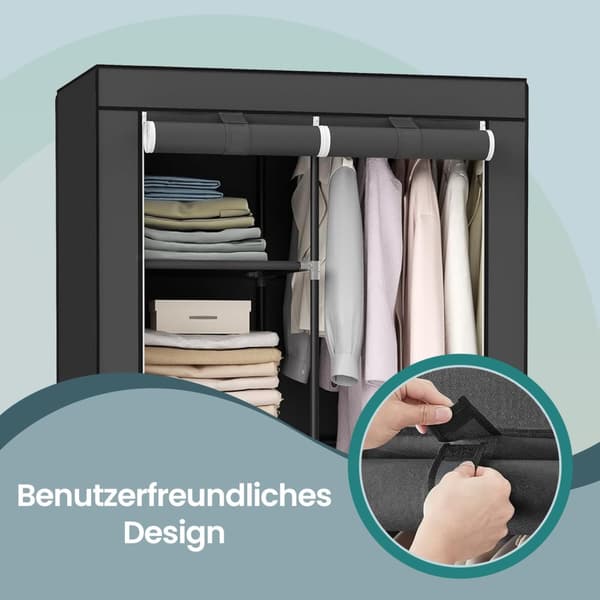 Garderobe, 88x45x168 cm, Sort