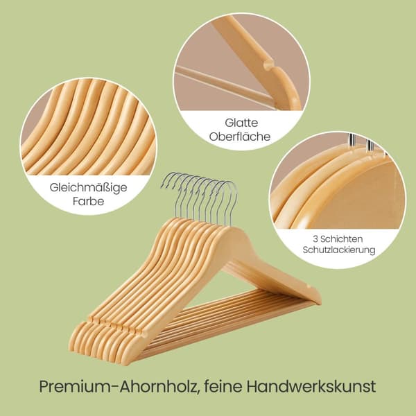 Klädhängare, SONGMICS CRW001-10, 44,5x23 cm, Natur