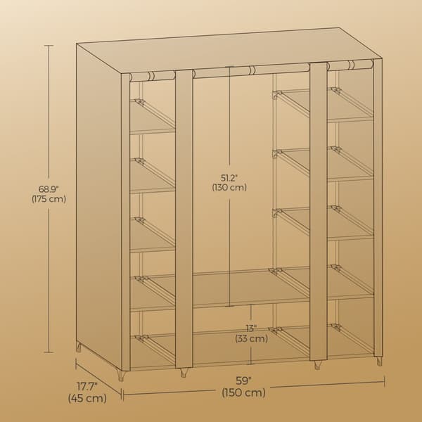 Garderobe, SONGMICS LSF03M, 175x150x45 cm, Beige
