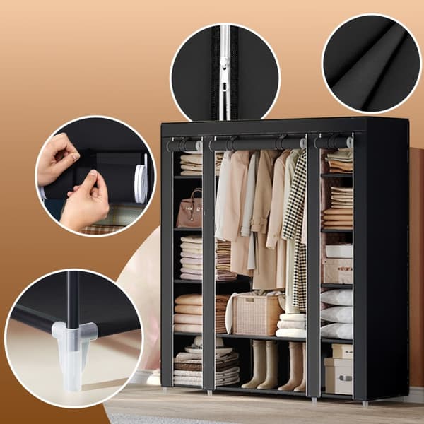 Garderobe, SONGMICS LSF03M, 175x150x45 cm, Sort