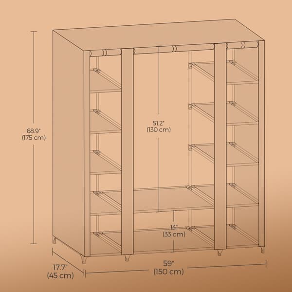 Garderobe, SONGMICS LSF03M, 175x150x45 cm, Sort