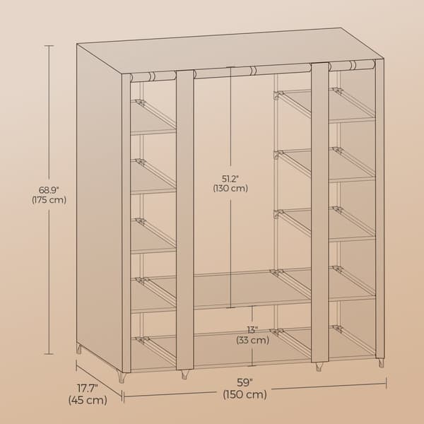 Garderobe, SONGMICS LSF03M, 175x150x45 cm, Grå