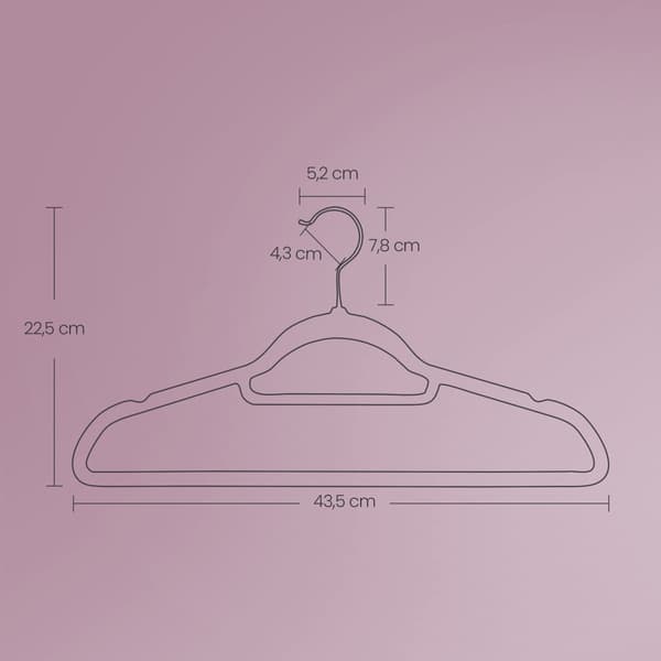 Fløjlsbeklædningsbøjler, SONGMICS CRF21BK50, 43,5x22,5 cm, Sort