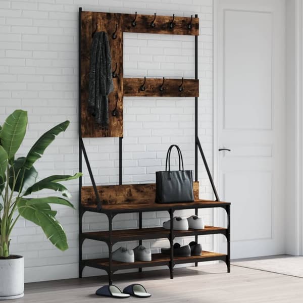 Klädställning med skoförvaring rökfärgad ek 100x40x184 cm