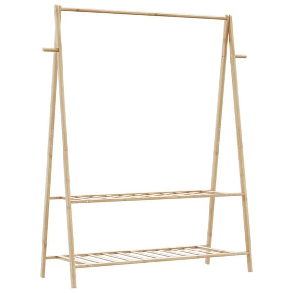 Klädställ med hyllor 132x45,5x150,5 cm bambu